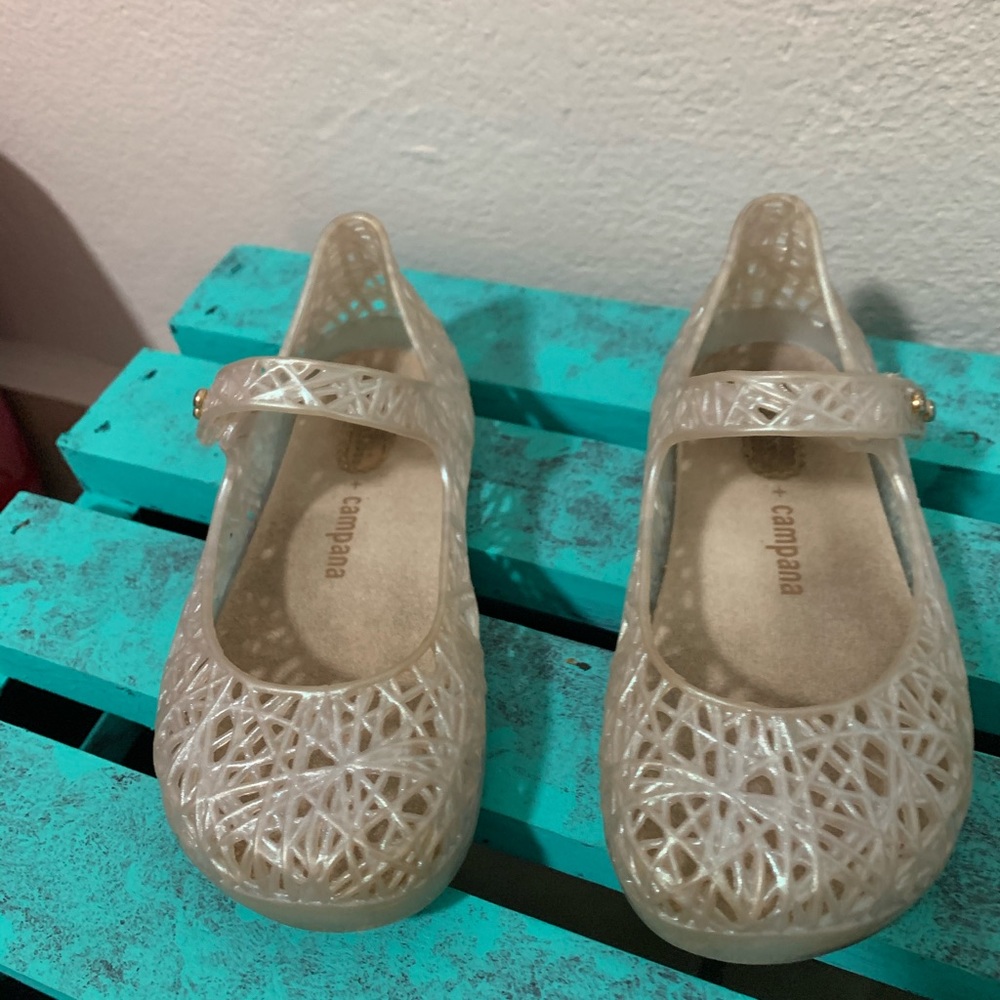 Mini Melissa Silver Glitter girl shoes